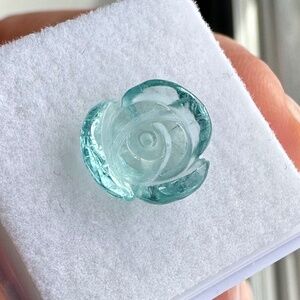 🌹 ROMANTIC 3.38ct Natural Aquamarine ✨ Carved Rose Gemstone